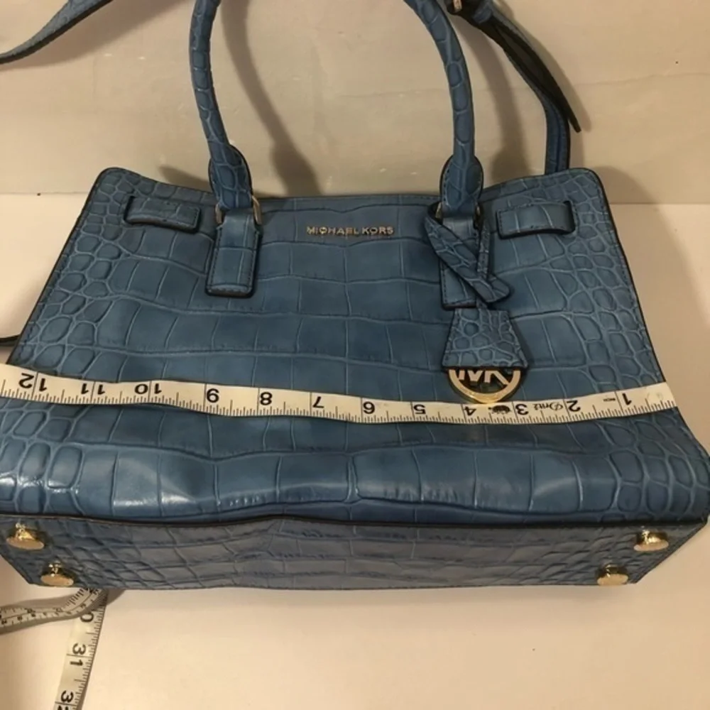 Michael Kors blue embossed leather dillion bag